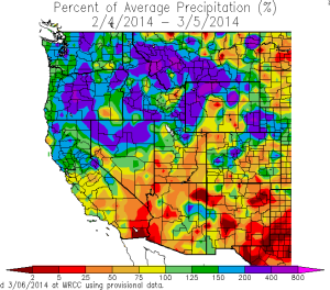 Above average rain in Northern California in the past month