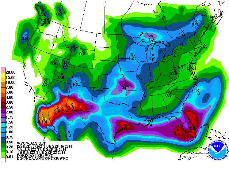 7 day rain accumulation forecast. Man the lifeboats!