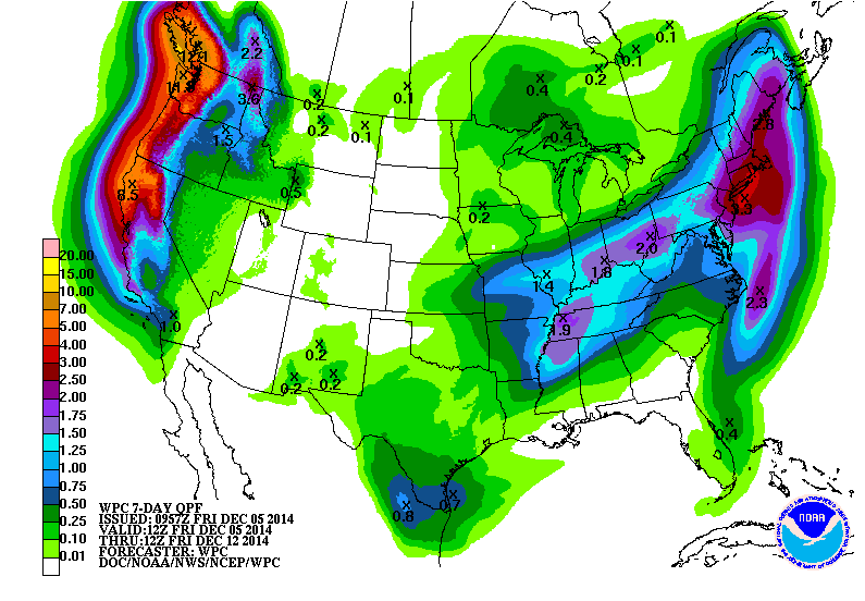 7 day NOAA precipitation forecast - Click to enlarge
