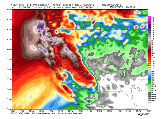 One model shows wet weather coming as far south as SLO click to enlarge